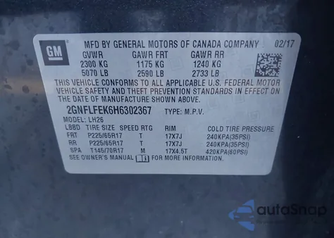 2017 Chevrolet Equinox Lt from USA, damaged, VIN 2GNFLFEK6H6302367